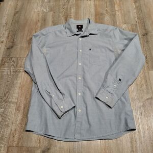 Quiksilver Regular Fit Pinstripe Long Sleeved Button Up Shirt Men's Size Large